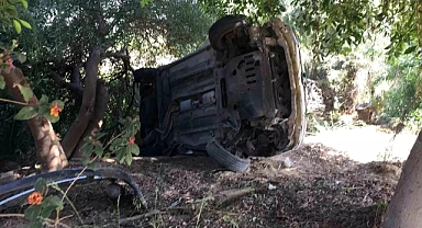 Bahçeye savrulan otomobilin sürücüsü yaralandı