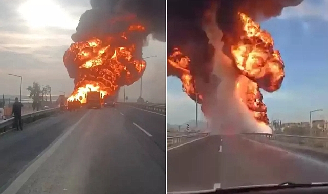 26 bin litre yakıt taşıyan tanker alev alev yandı! Peş peşe patlamalar yaşandı